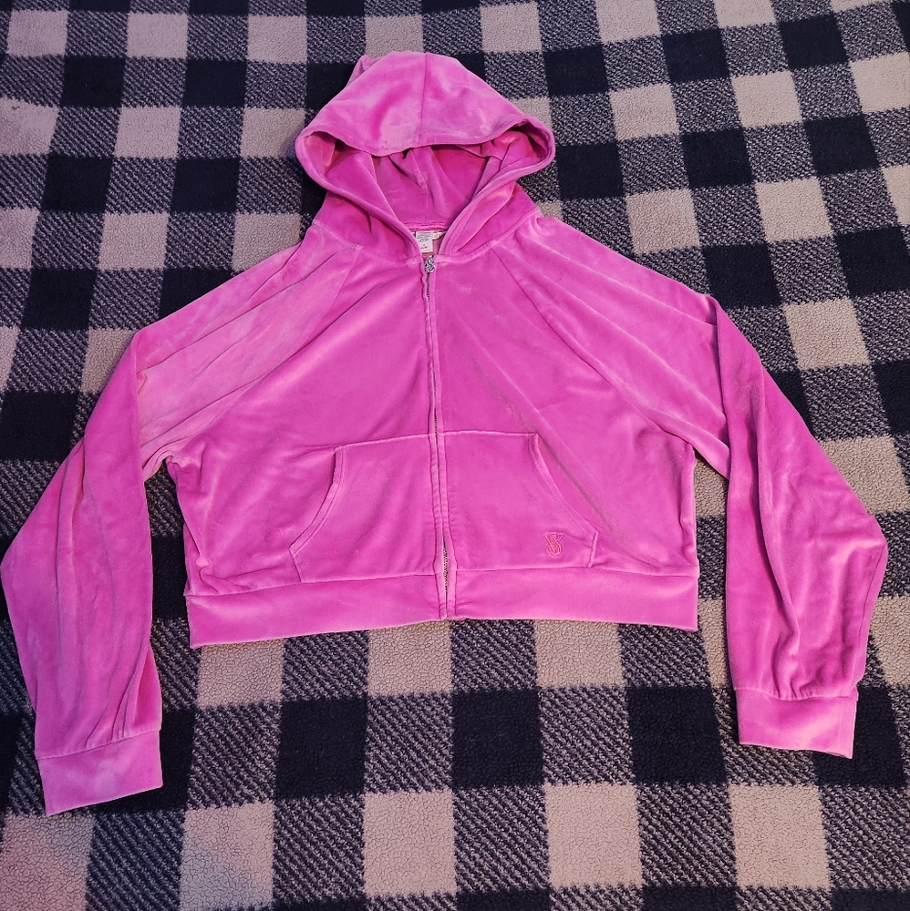 Y2K mcbling style Victoria's secret velour cropped jacket